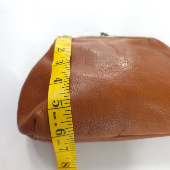 PATRICIA NASH BROWN LEATHER COIN WALLET WITH CLASP CLOSURE *NO WRISTLET STRAP* - Picture 16 of 16